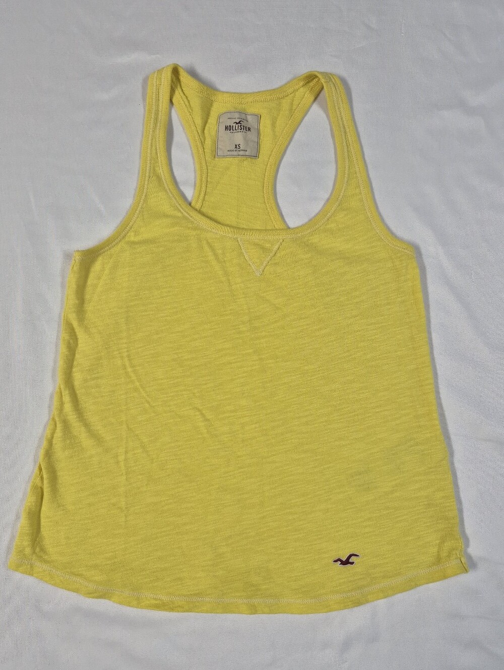 Hollister California Yellow Racerback Tank Top Womens Size XS Embroidered Logo